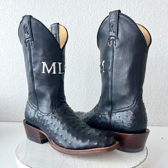 Rod Patrick Shoes - Rod Patrick Womens Cowboy Boots 9B Black Full Quill Ostrich Western Cowgirl Boot